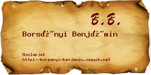Borsányi Benjámin névjegykártya