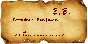 Borsányi Benjámin névjegykártya